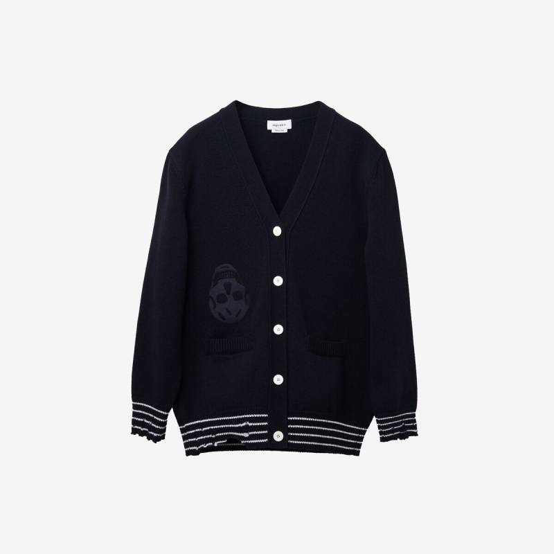Alexander McQueen Women's Blue Knitted Cardigan - 8 (Wool)